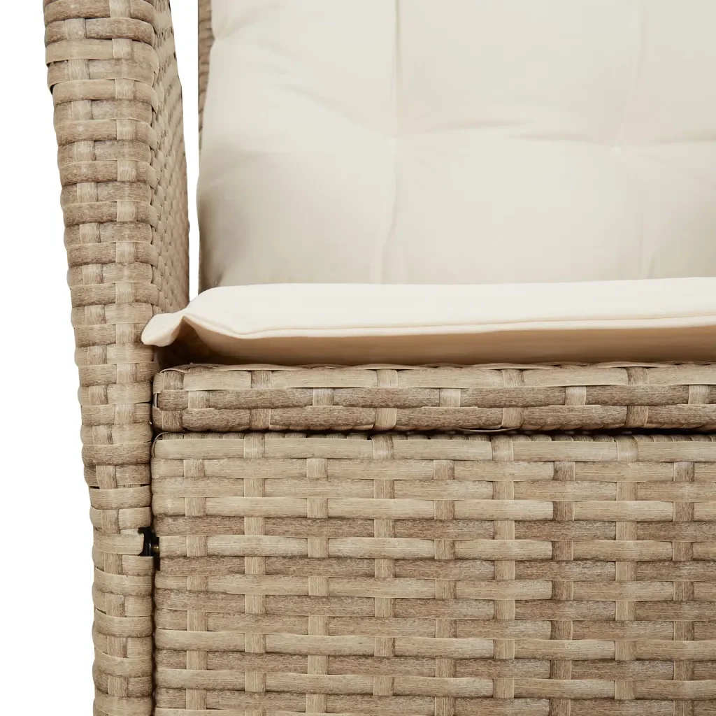 Set da Pranzo da Giardino 7 pz con Cuscini Beige in Polyrattan 3213239 - Image 6