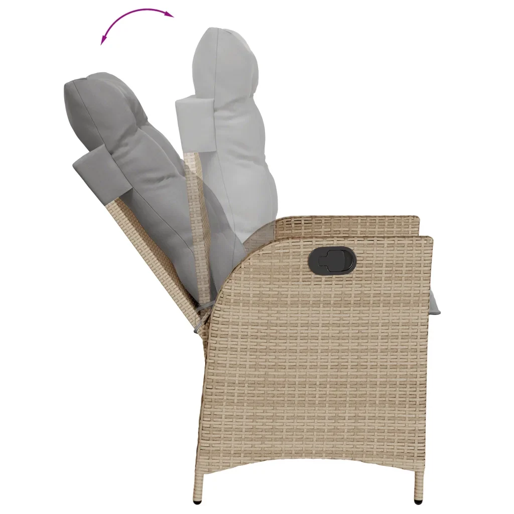 Set da Pranzo da Giardino 7 pz con Cuscini Beige in Polyrattan 3213260 - Image 4
