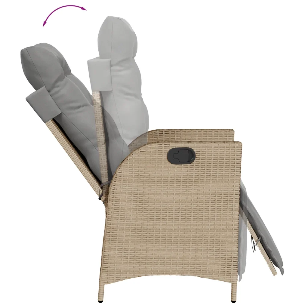 Set da Pranzo da Giardino 7 pz con Cuscini Beige in Polyrattan 3213260 - Image 7