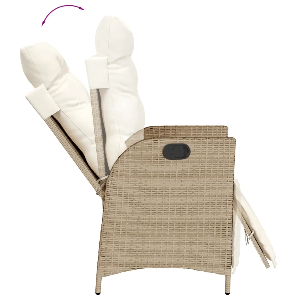 Set da Pranzo da Giardino 7 pz con Cuscini Beige in Polyrattan 3213438 - Image 5