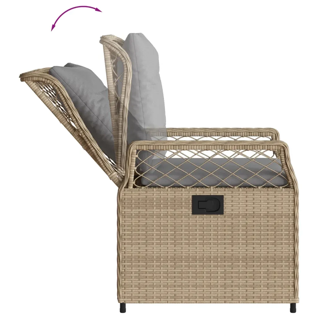 Set da Pranzo da Giardino 7 pz con Cuscini Beige in Polyrattan 3263003 - Image 5