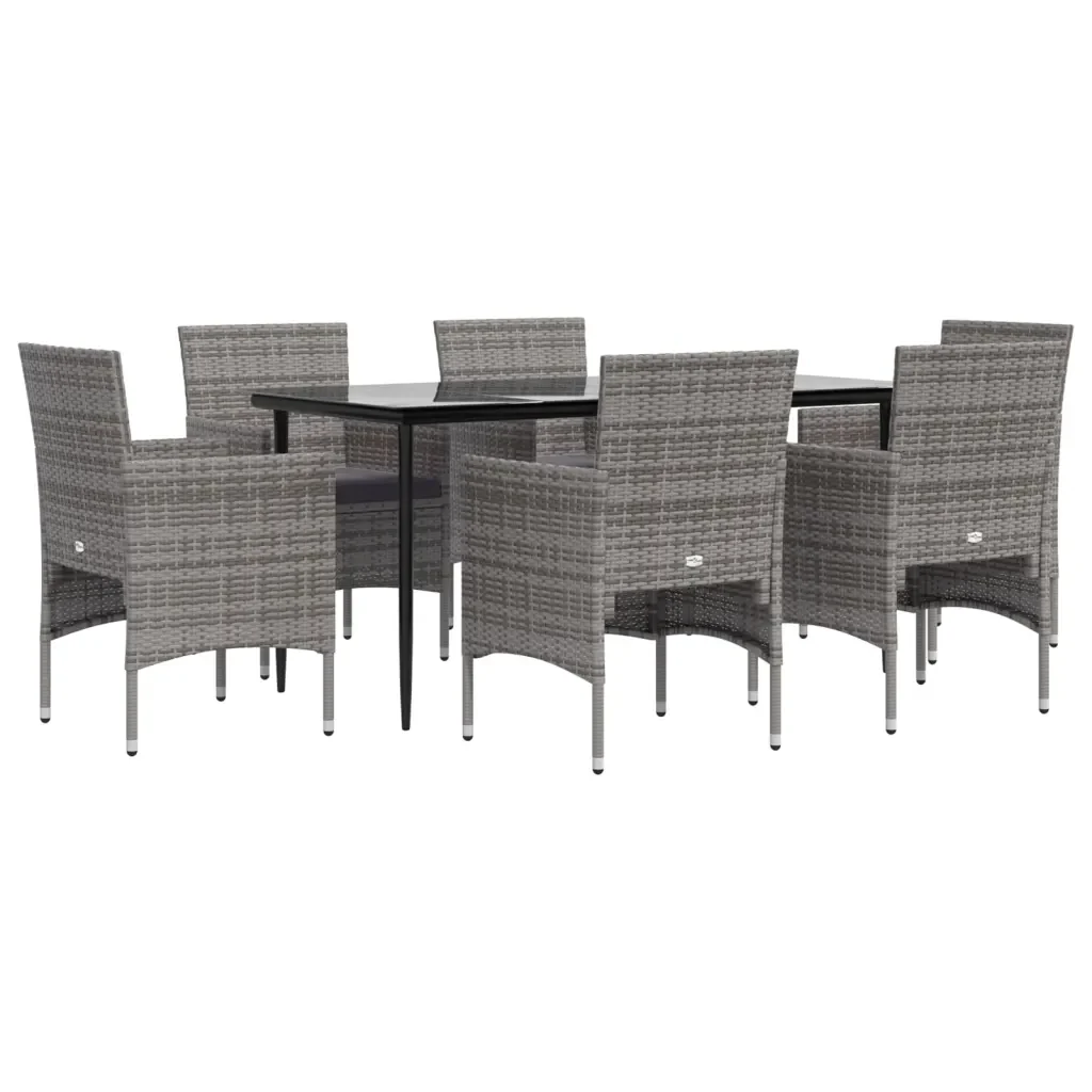 Set da Pranzo da Giardino 7 pz con Cuscini Grigio e Nero 3156621 - Image 3