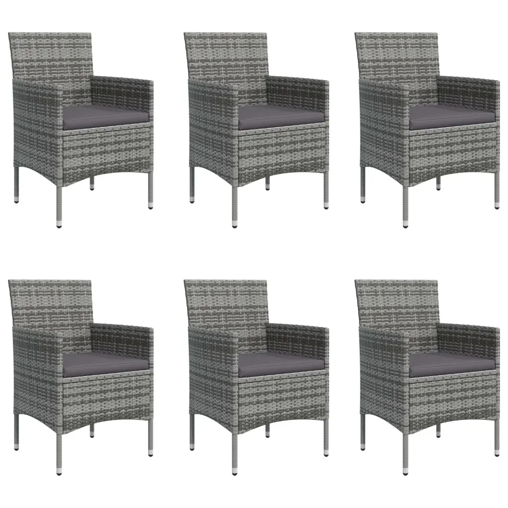 Set da Pranzo da Giardino 7 pz con Cuscini Grigio e Nero 3156621 - Image 4