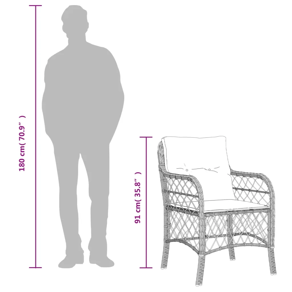 Set da Pranzo da Giardino 7 pz con Cuscini in Polyrattan Grigio 3212128 - Image 8