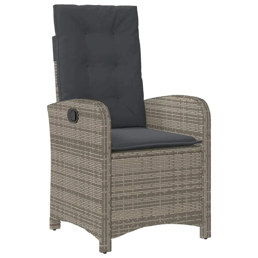Set da Pranzo da Giardino 7 pz con Cuscini in Polyrattan Grigio 3212356 - Image 4