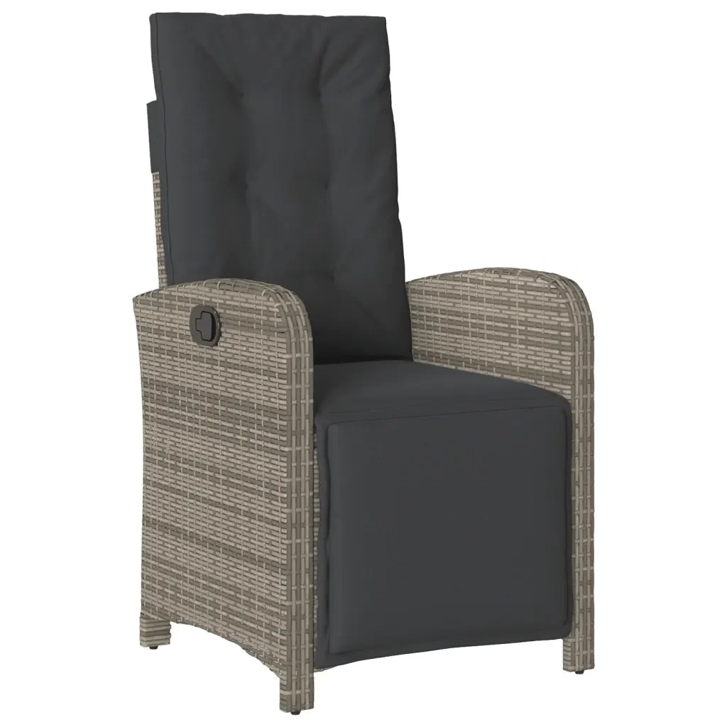 Set da Pranzo da Giardino 7 pz con Cuscini in Polyrattan Grigio 3212356 - Image 5