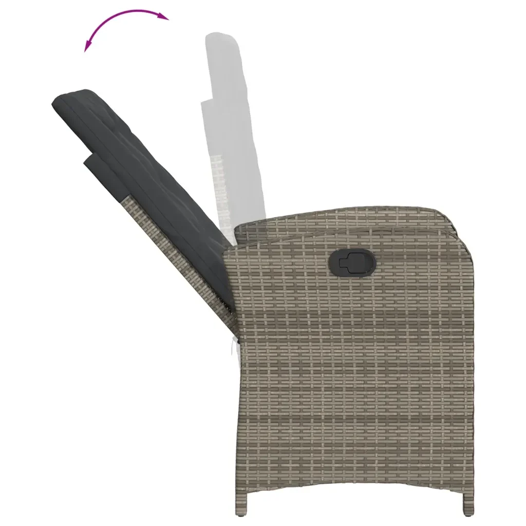 Set da Pranzo da Giardino 7 pz con Cuscini in Polyrattan Grigio 3212356 - Image 6