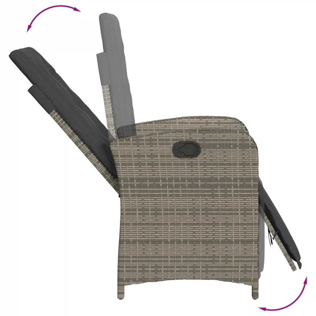 Set da Pranzo da Giardino 7 pz con Cuscini in Polyrattan Grigio 3212356 - Image 7