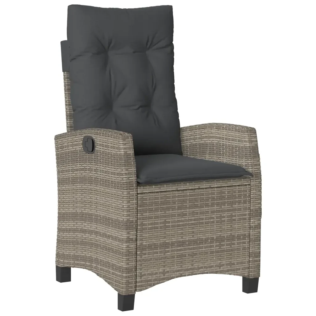 Set da Pranzo da Giardino 7 pz con Cuscini in Polyrattan Grigio 3212787 - Image 5