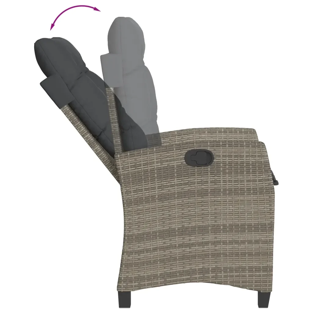 Set da Pranzo da Giardino 7 pz con Cuscini in Polyrattan Grigio 3212787 - Image 6