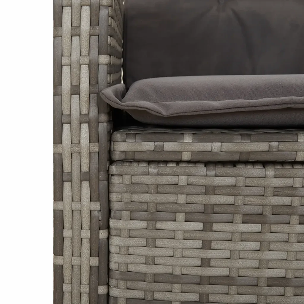 Set da Pranzo da Giardino 7 pz con Cuscini in Polyrattan Grigio 3212787 - Image 7