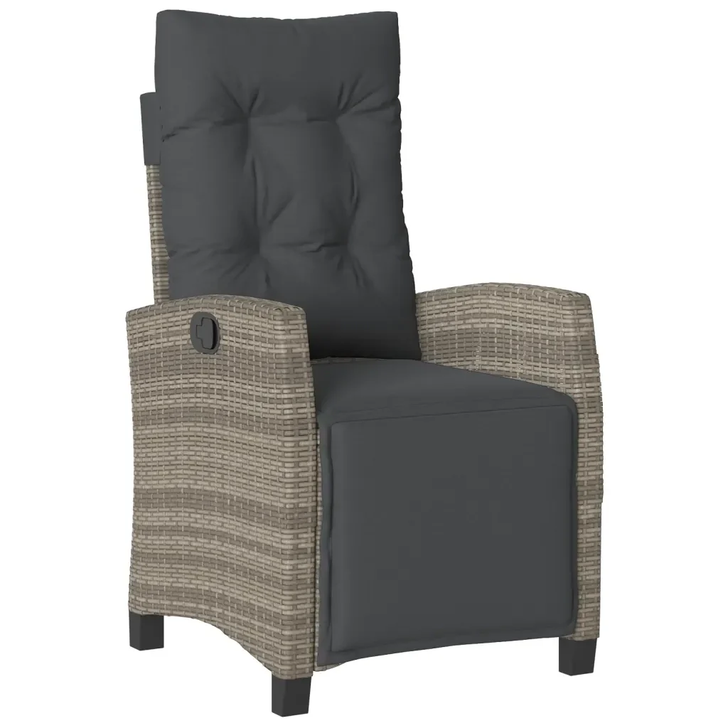 Set da Pranzo da Giardino 7 pz con Cuscini in Polyrattan Grigio 3212992 - Image 3