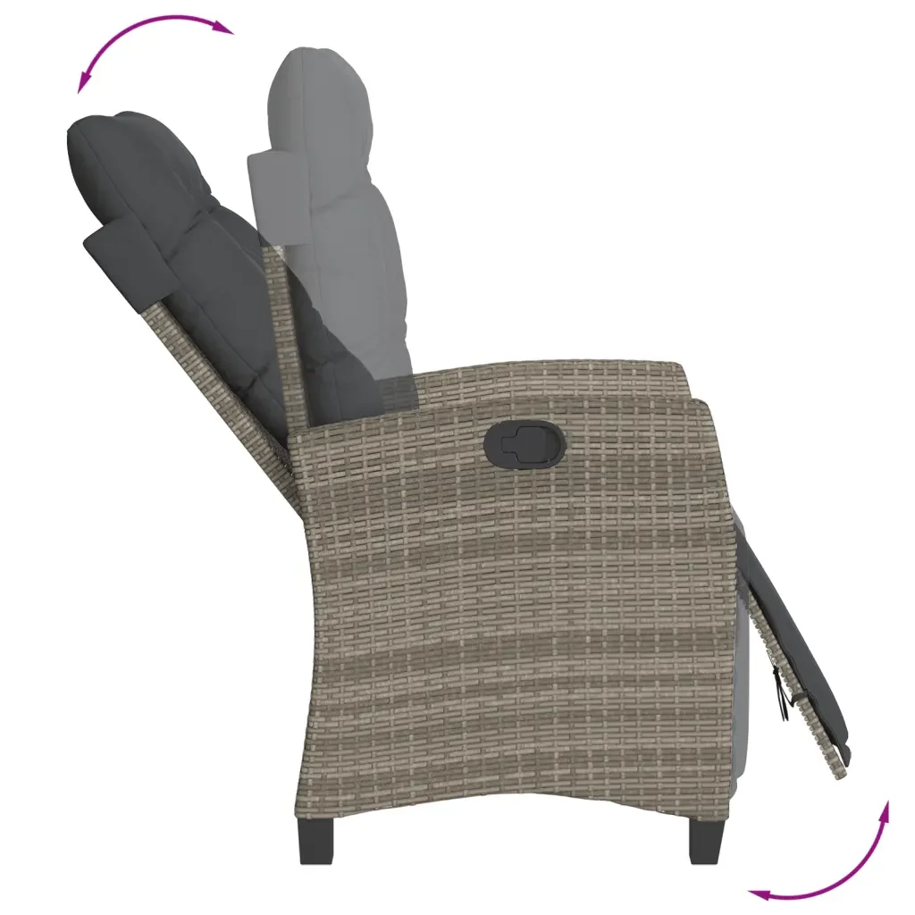 Set da Pranzo da Giardino 7 pz con Cuscini in Polyrattan Grigio 3212992 - Image 4