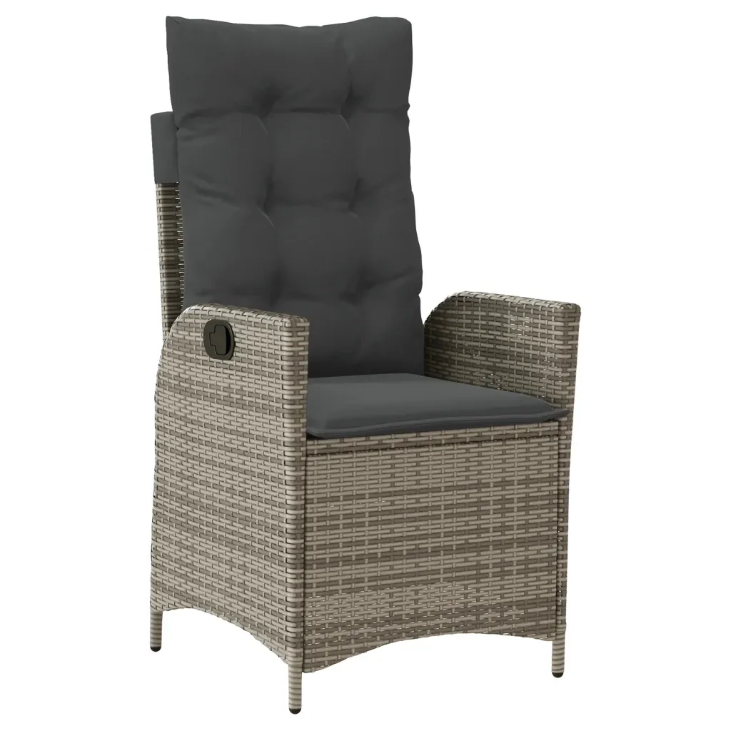Set da Pranzo da Giardino 7 pz con Cuscini in Polyrattan Grigio 3213220 - Image 3