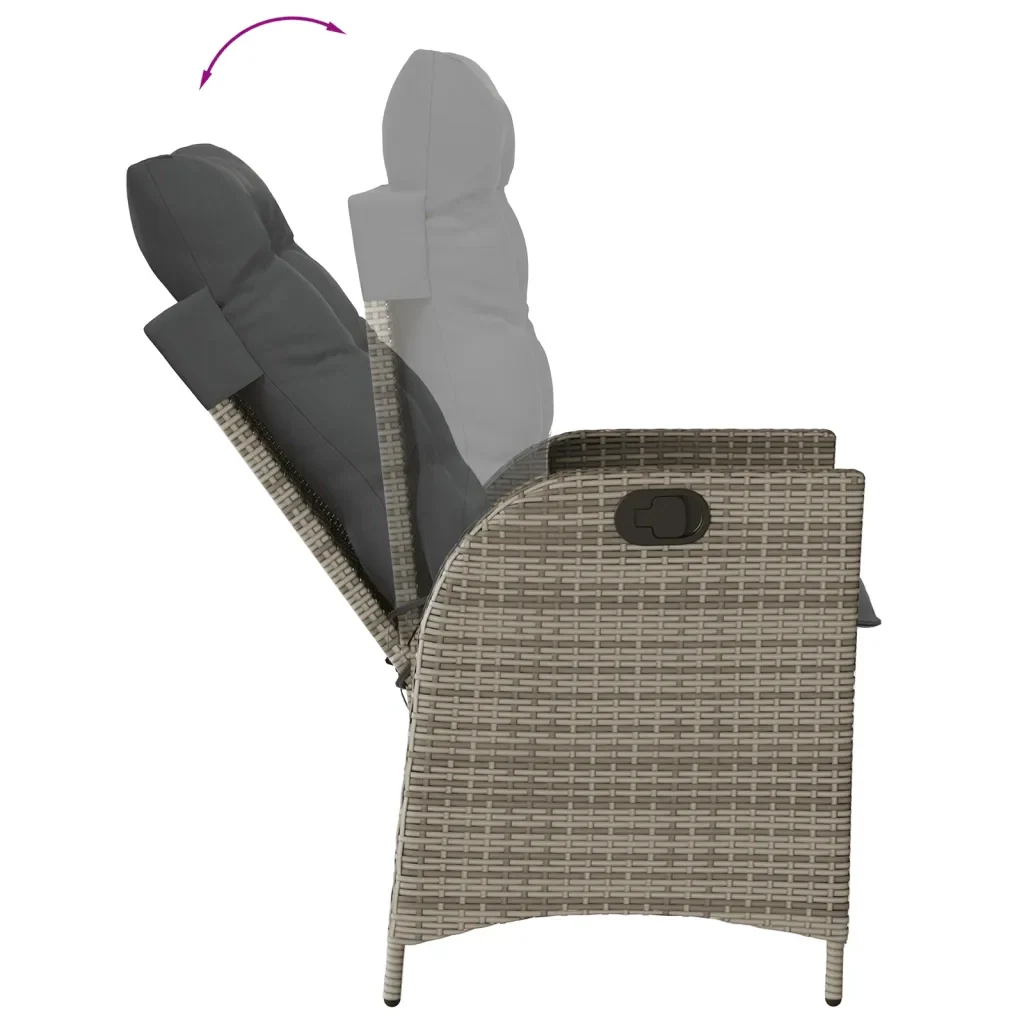 Set da Pranzo da Giardino 7 pz con Cuscini in Polyrattan Grigio 3213220 - Image 4