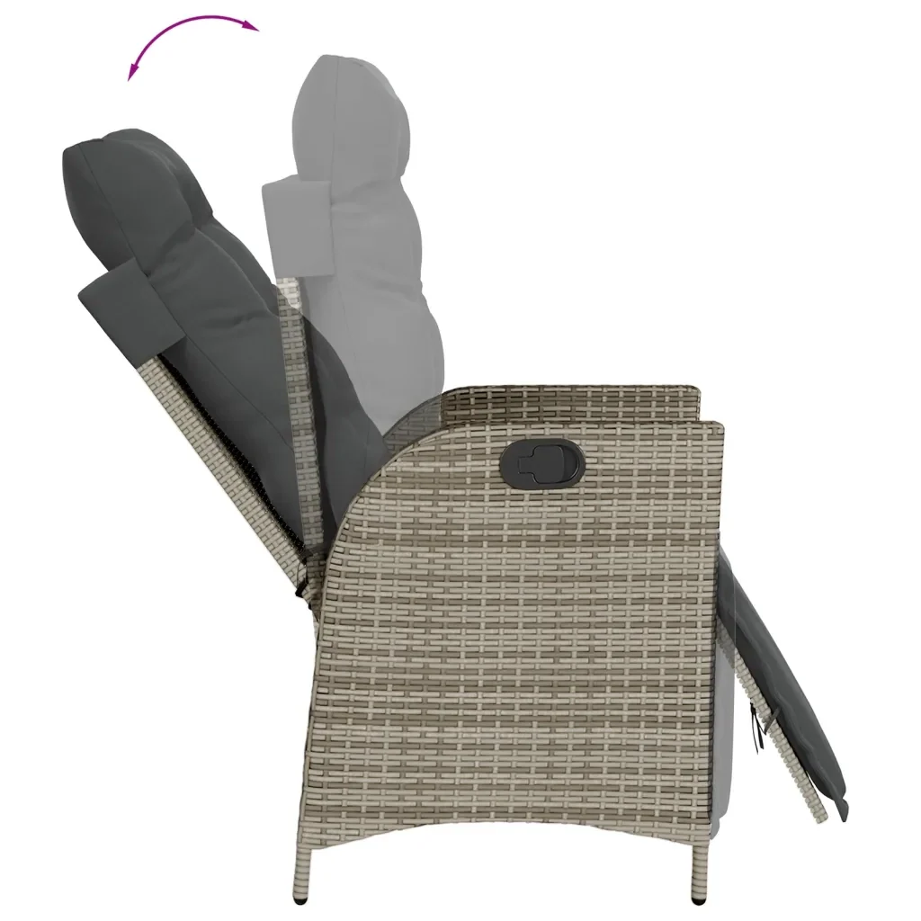 Set da Pranzo da Giardino 7 pz con Cuscini in Polyrattan Grigio 3213220 - Image 7