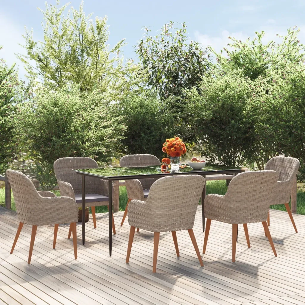Set da Pranzo da Giardino 7 pz con Cuscini Marrone 3156731
