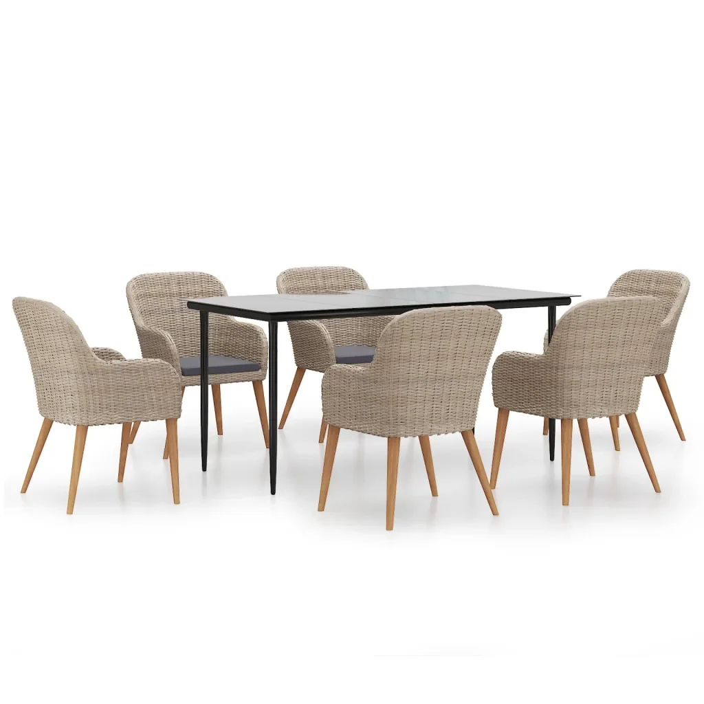 Set da Pranzo da Giardino 7 pz con Cuscini Marrone 3156731 - Image 2