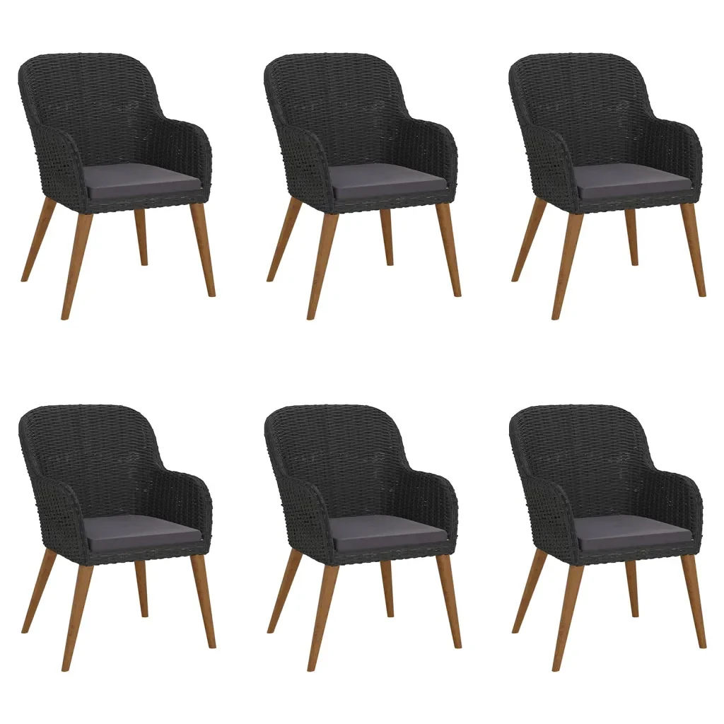 Set da Pranzo da Giardino 7 pz con Cuscini Nero 3156727 - Image 4
