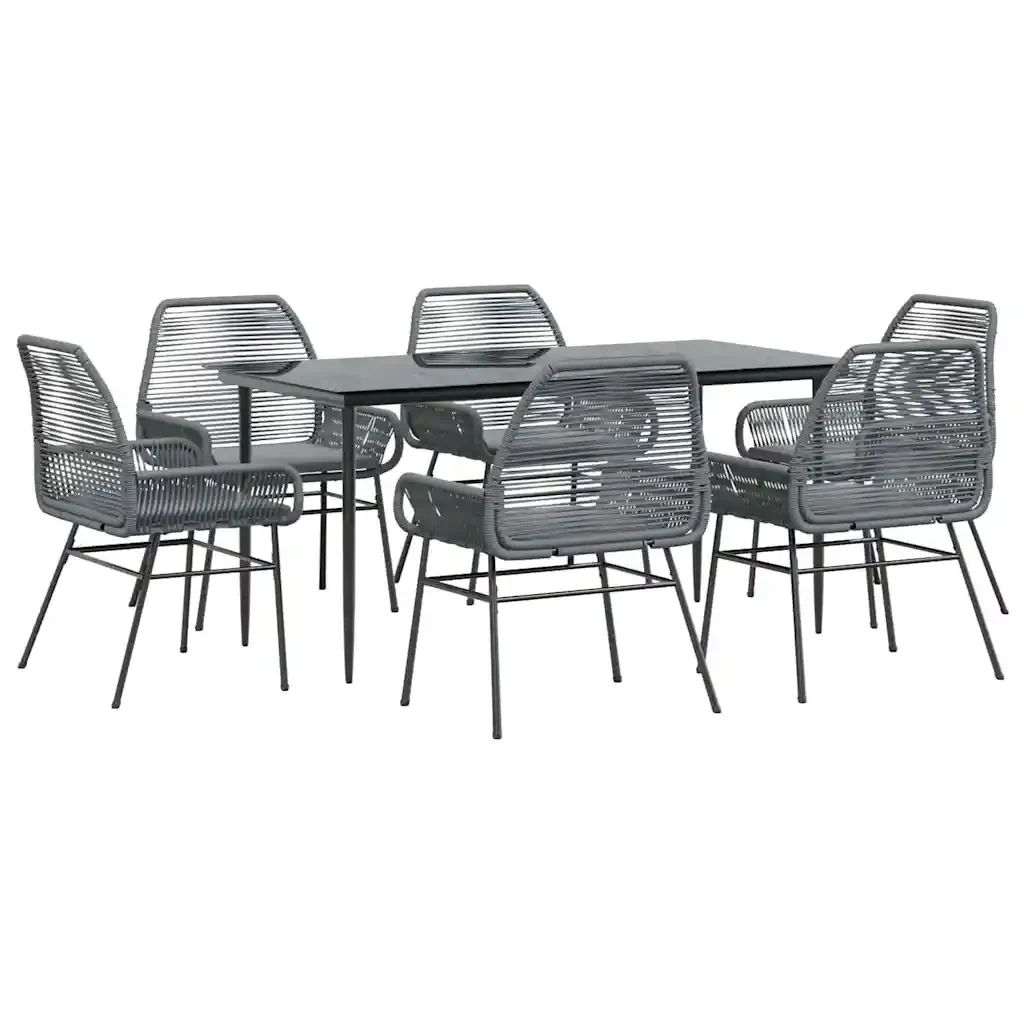 Set da Pranzo da Giardino 7 pz con Cuscini Polyrattan Vetro 3334482 - Image 2