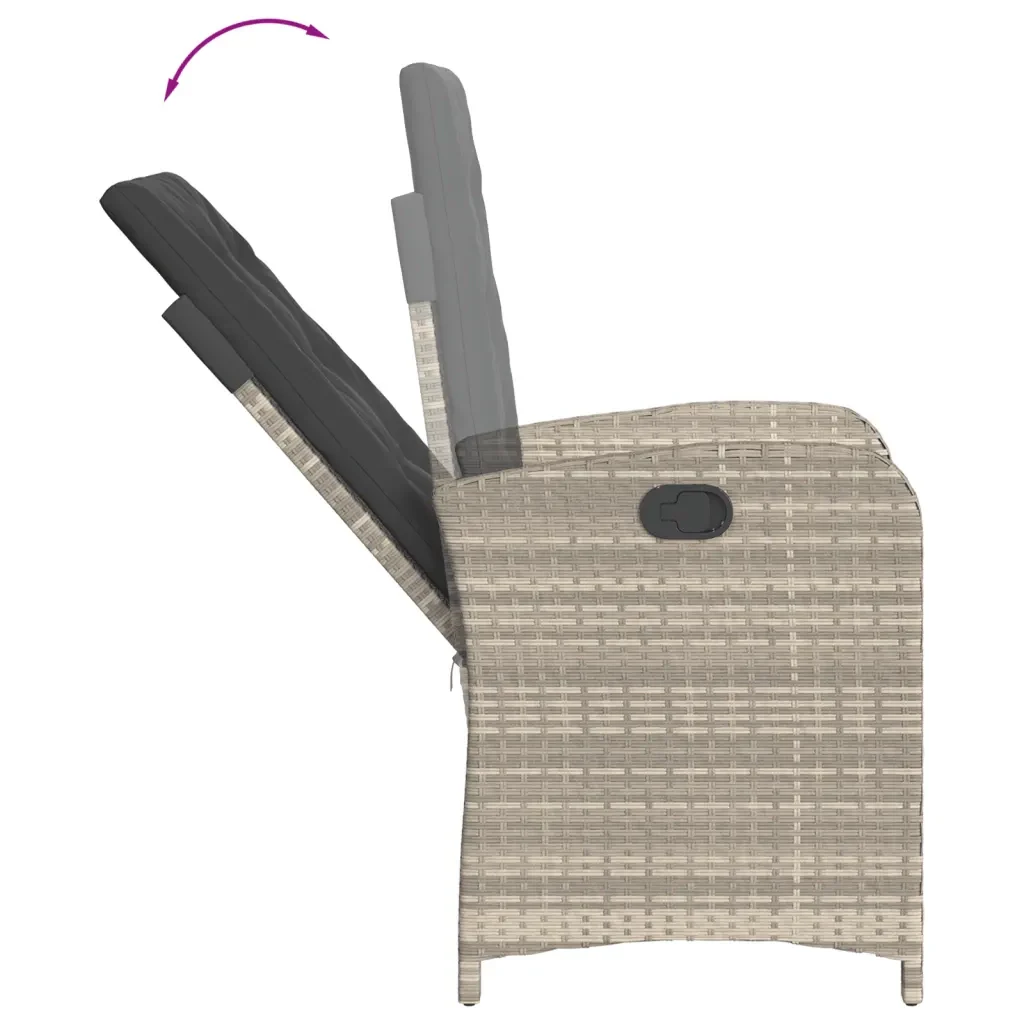 Set da Pranzo da Giardino 7 pz Cuscini Polyrattan Grigio Chiaro 3212415 - Image 5