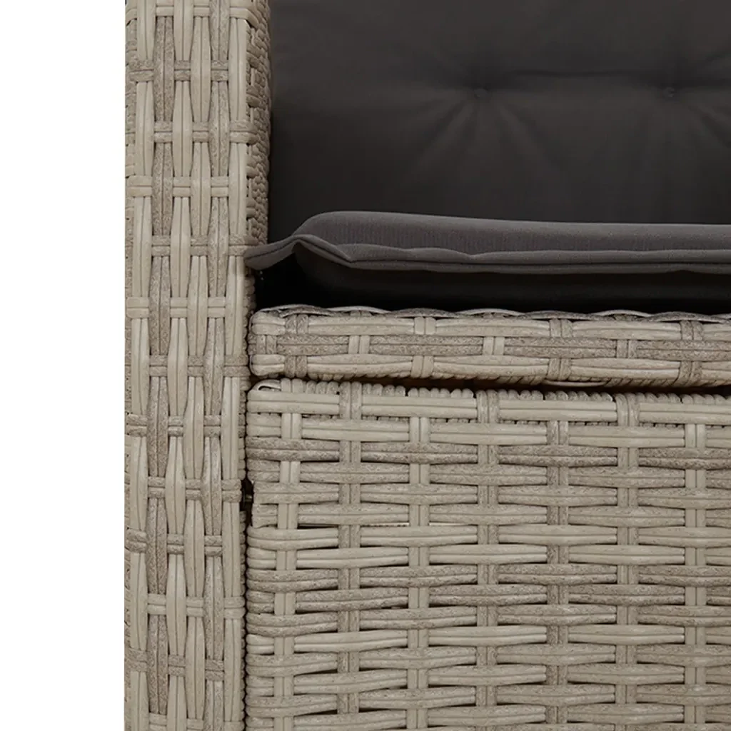 Set da Pranzo da Giardino 7 pz Cuscini Polyrattan Grigio Chiaro 3212847 - Image 6
