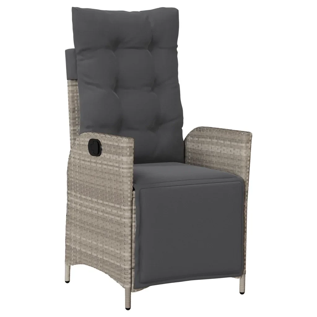 Set da Pranzo da Giardino 7 pz Cuscini Polyrattan Grigio Chiaro 3213466 - Image 3