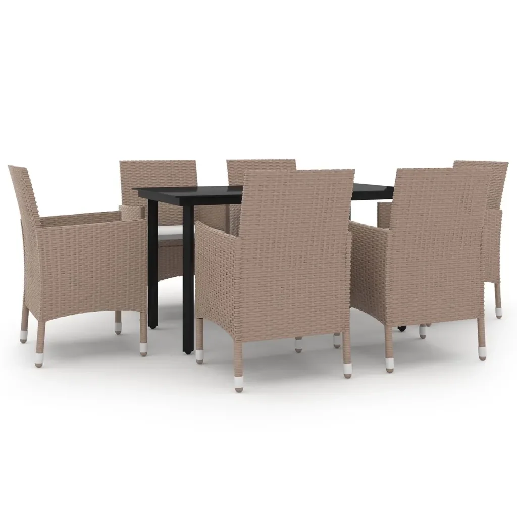 Set da Pranzo da Giardino 7 pz e Cuscini in Polyrattan e Vetro 3099706 - Image 2