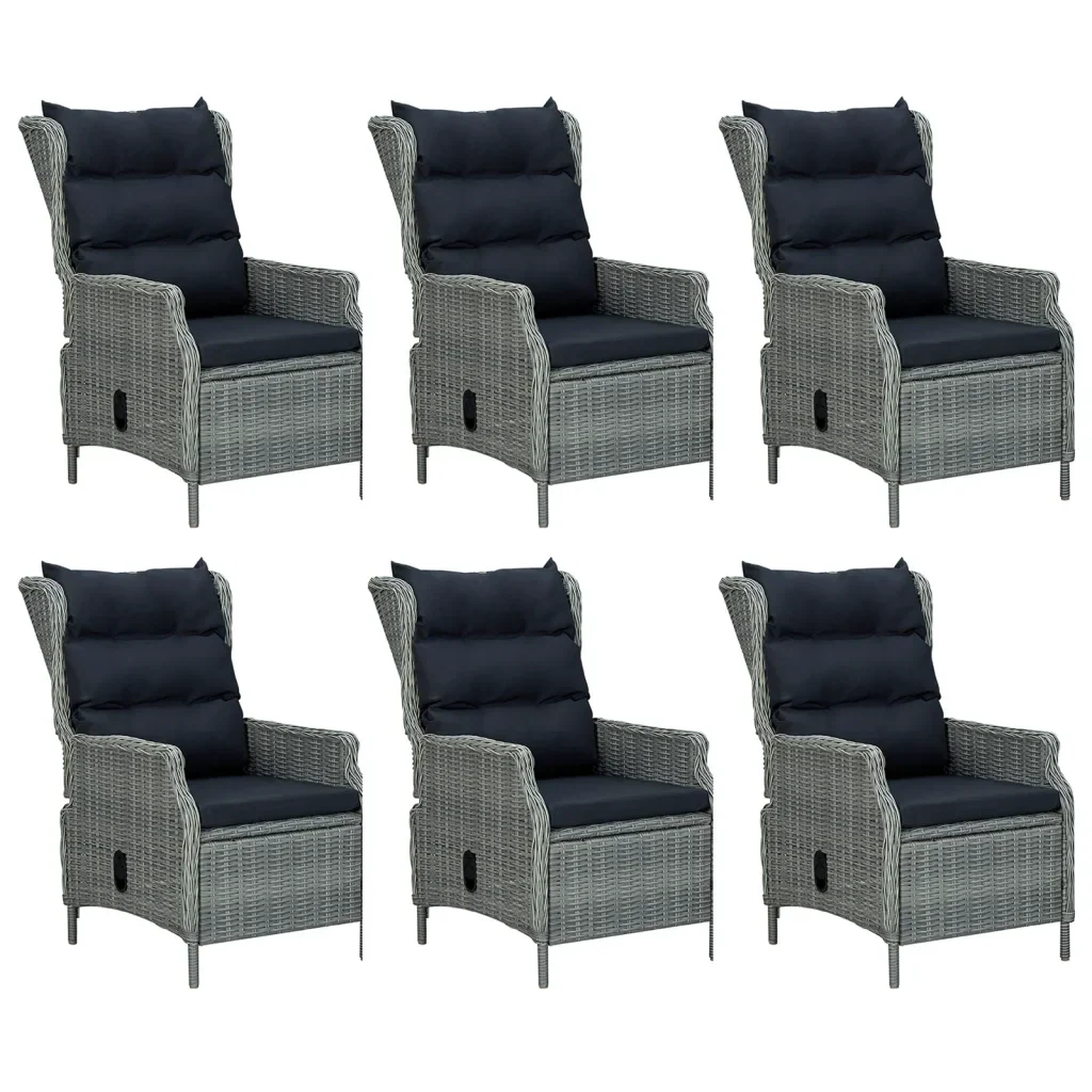 Set da Pranzo da Giardino 7 pz Grigio Chiaro in Polyrattan 3156807 - Image 4