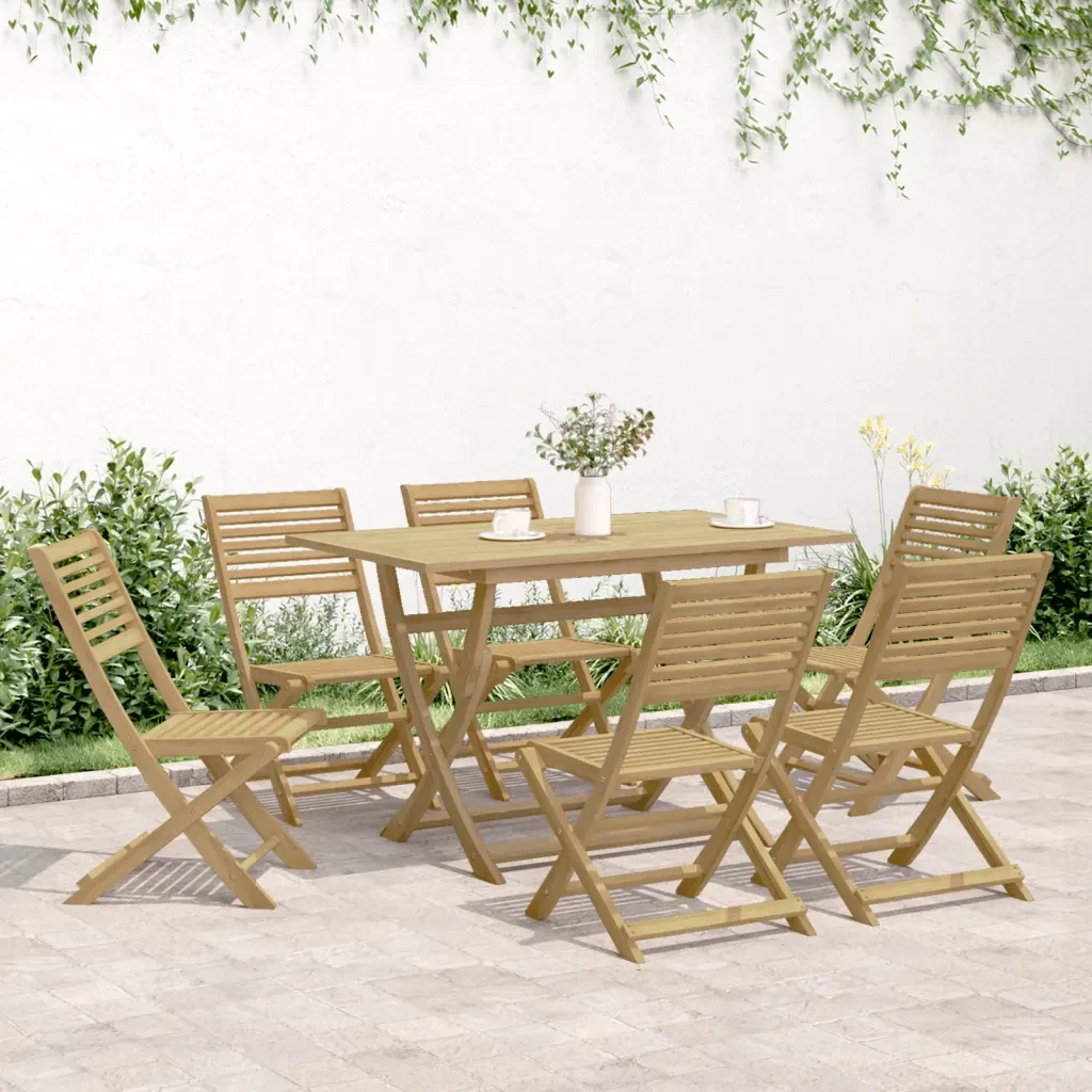 Set da Pranzo da Giardino 7 pz in Legno Massello di Acacia - Image 3