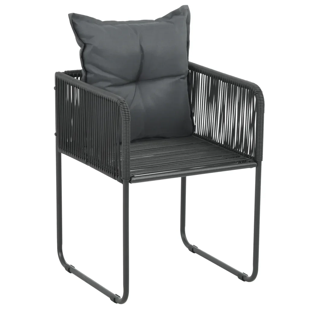Set da Pranzo da Giardino 7 pz in Rattan PVC Nero - Image 4