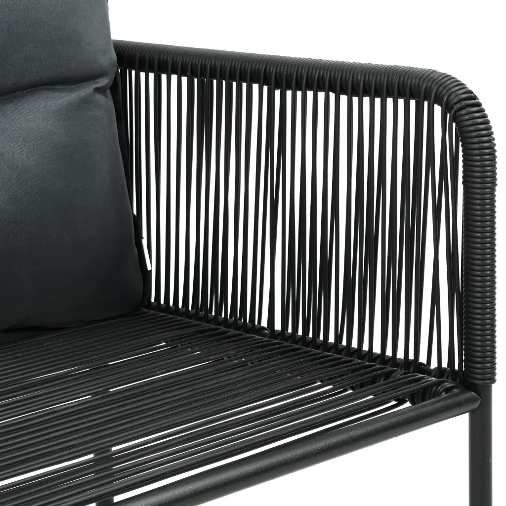 Set da Pranzo da Giardino 7 pz in Rattan PVC Nero - Image 6