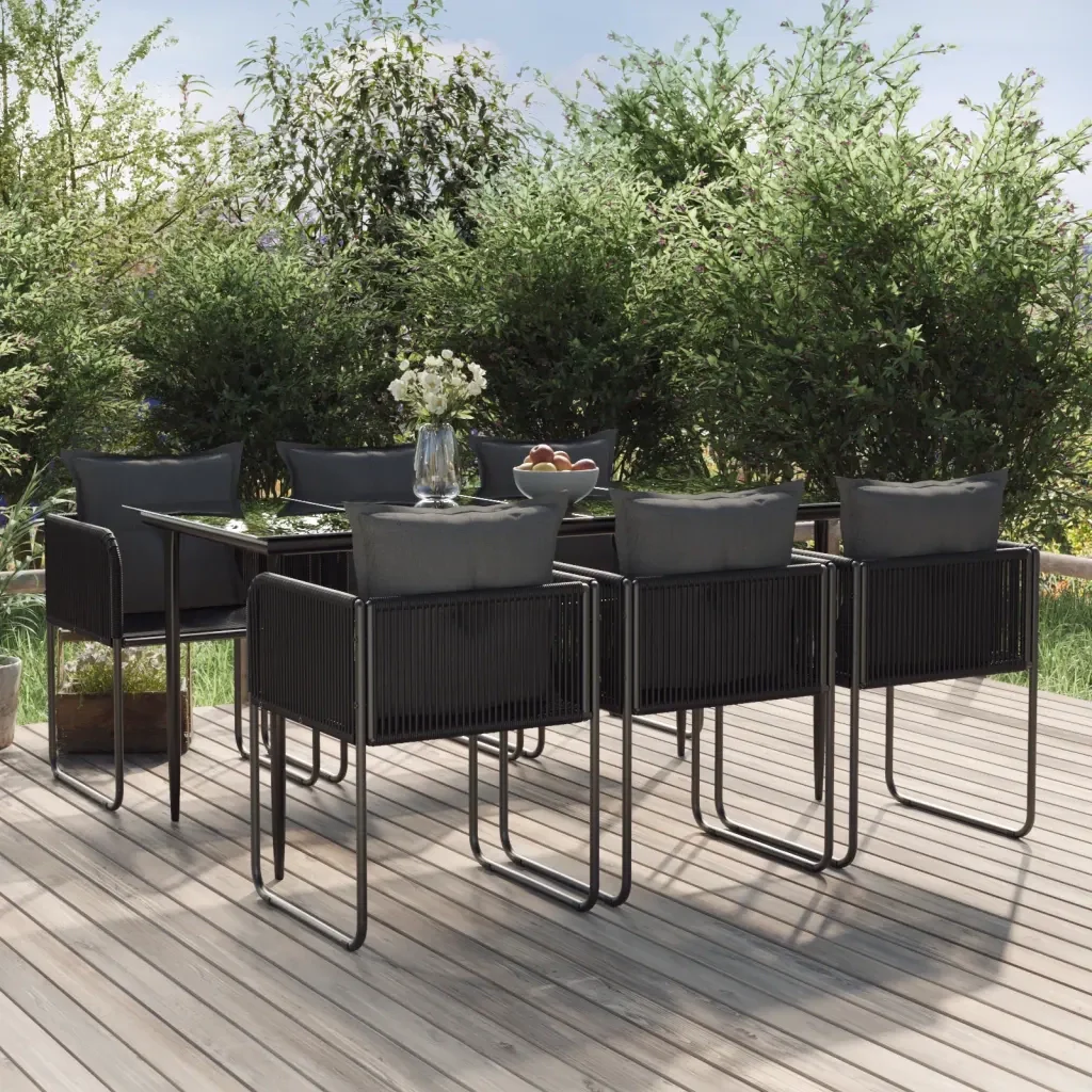 Set da Pranzo da Giardino 7 pz Nero 3156501