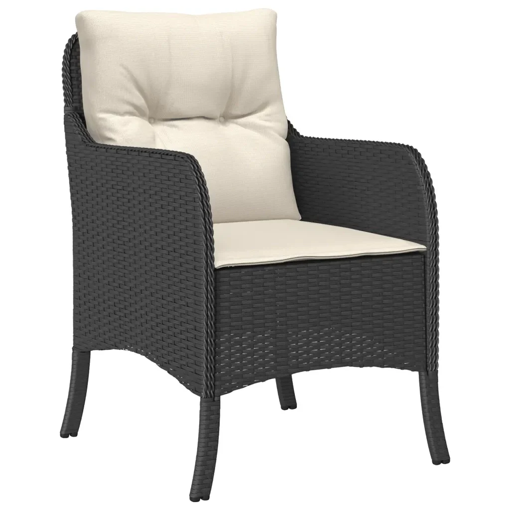 Set da Pranzo da Giardino 7 pz Nero con Cuscini in Polyrattan 3211910 - Image 3