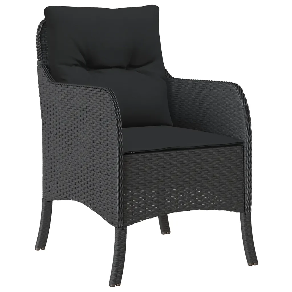 Set da Pranzo da Giardino 7 pz Nero con Cuscini in Polyrattan 3211924 - Image 3