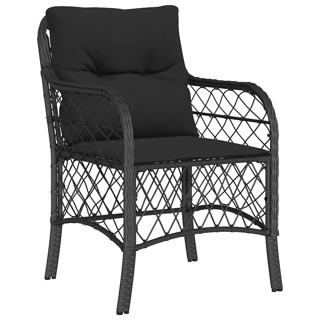 Set da Pranzo da Giardino 7 pz Nero con Cuscini in Polyrattan 3212100 - Image 3