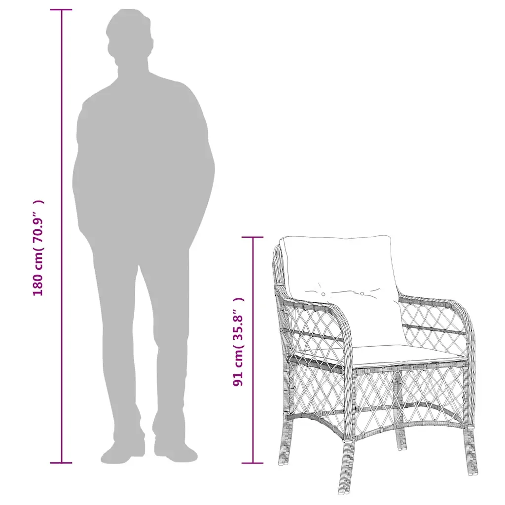 Set da Pranzo da Giardino 7 pz Nero con Cuscini in Polyrattan 3212100 - Image 8