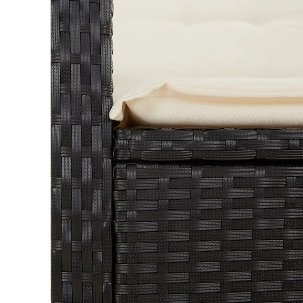 Set da Pranzo da Giardino 7 pz Nero con Cuscini in Polyrattan 3212296 - Image 10