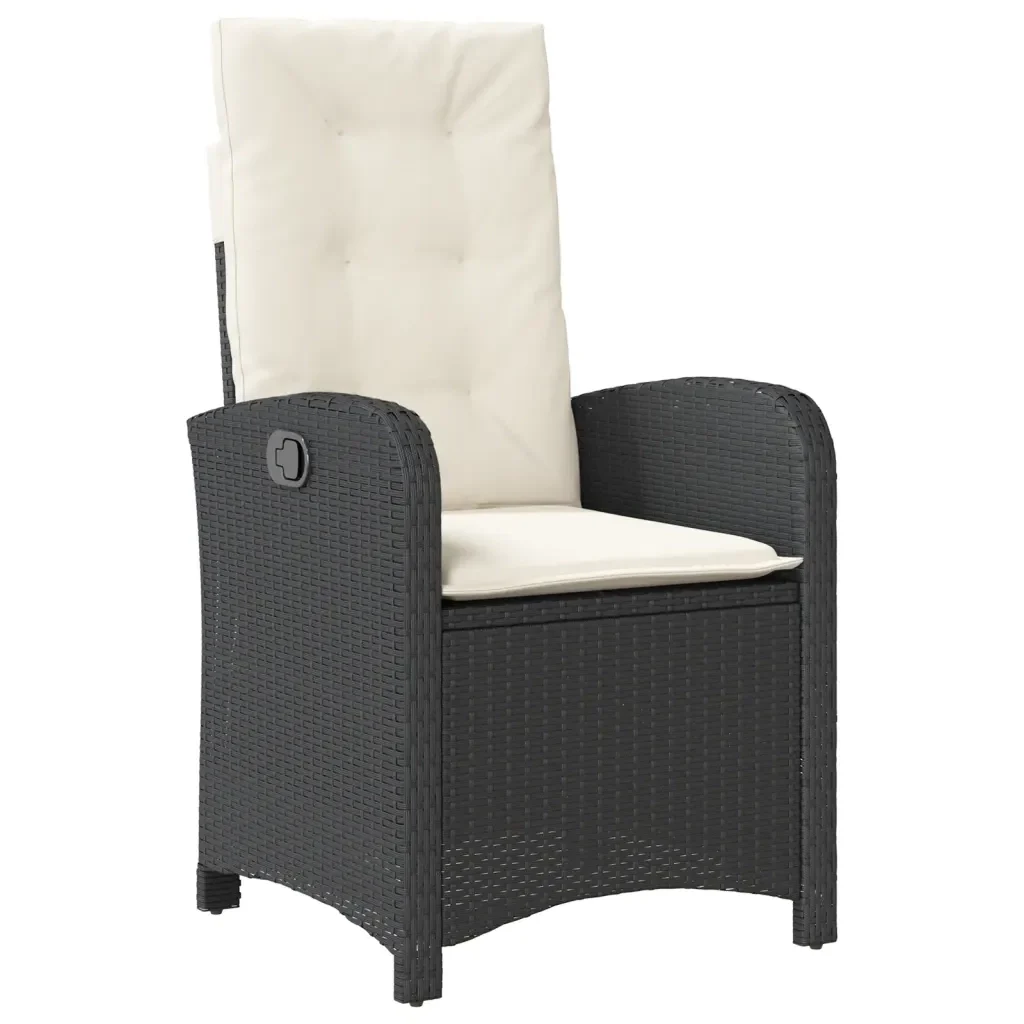 Set da Pranzo da Giardino 7 pz Nero con Cuscini in Polyrattan 3212296 - Image 4