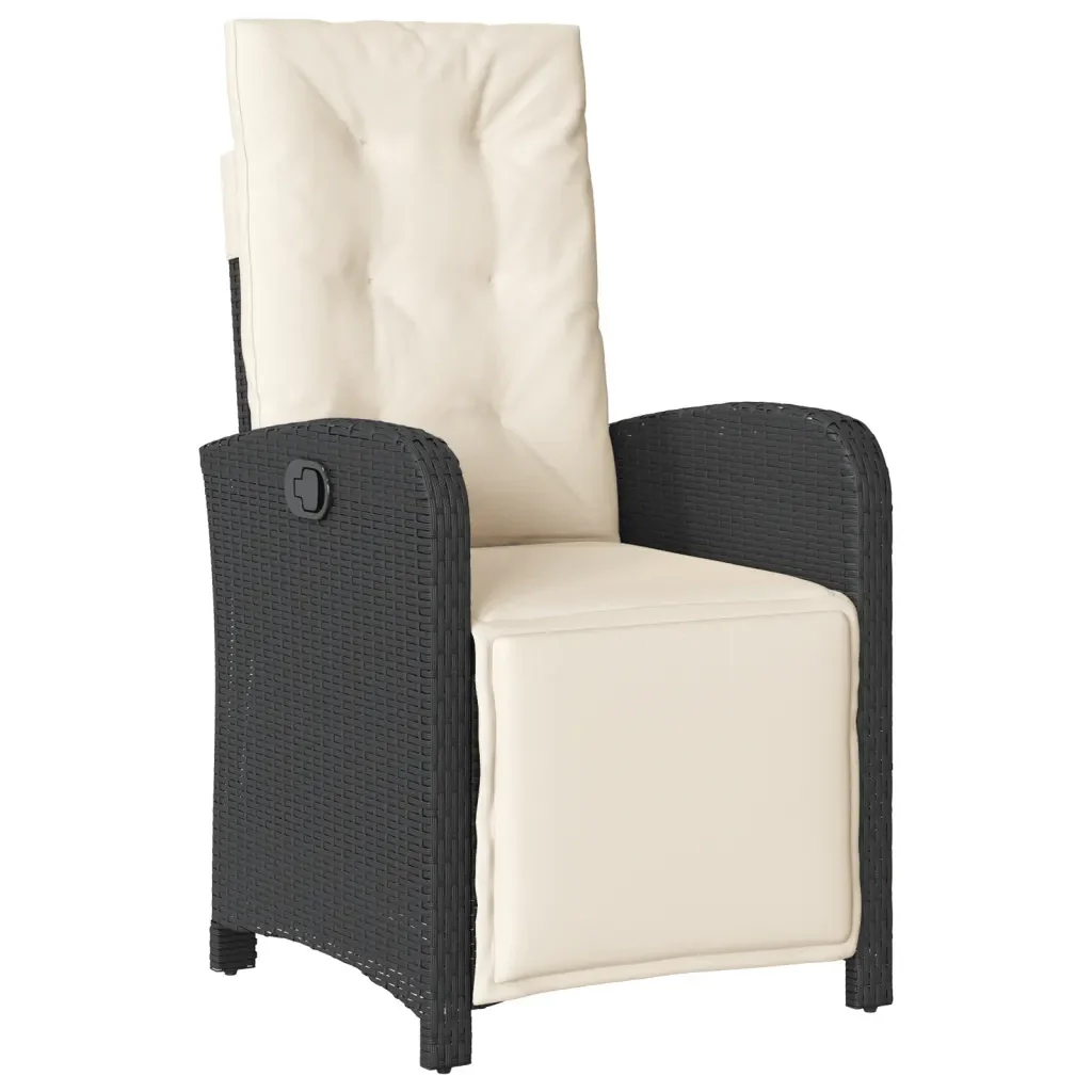 Set da Pranzo da Giardino 7 pz Nero con Cuscini in Polyrattan 3212296 - Image 5