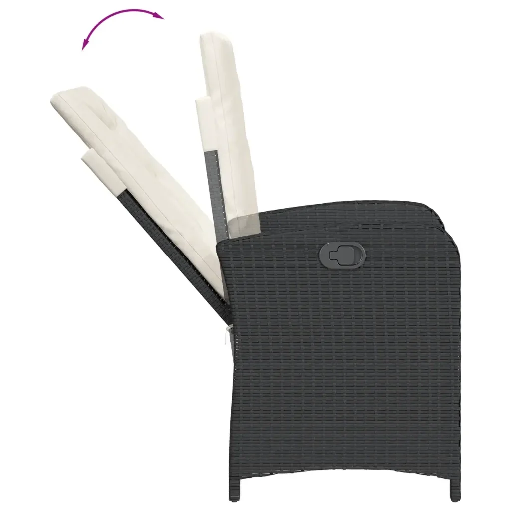 Set da Pranzo da Giardino 7 pz Nero con Cuscini in Polyrattan 3212296 - Image 6