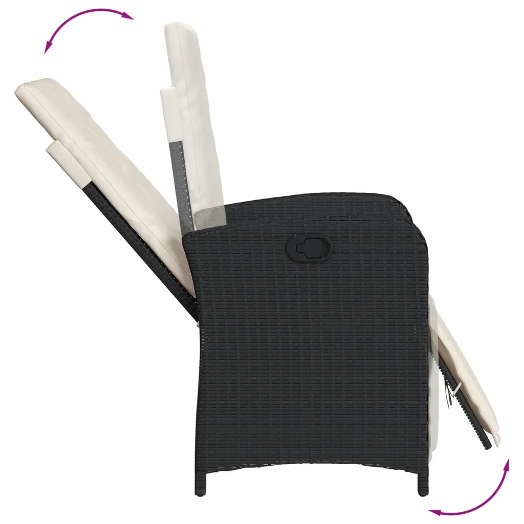 Set da Pranzo da Giardino 7 pz Nero con Cuscini in Polyrattan 3212296 - Image 7