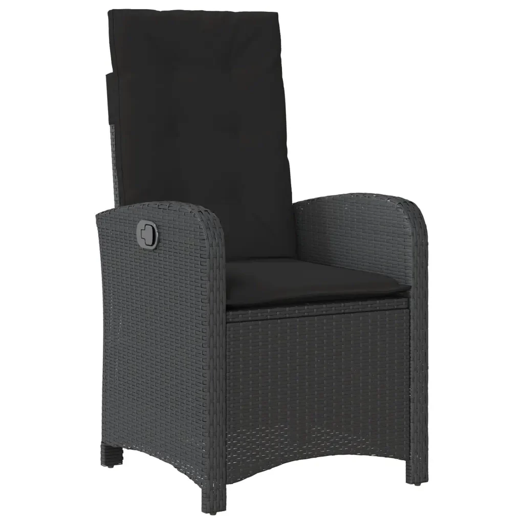 Set da Pranzo da Giardino 7 pz Nero con Cuscini in Polyrattan 3212315 - Image 4