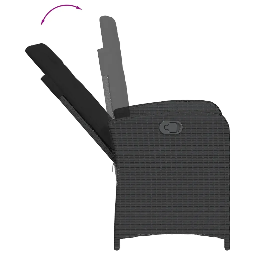 Set da Pranzo da Giardino 7 pz Nero con Cuscini in Polyrattan 3212315 - Image 5