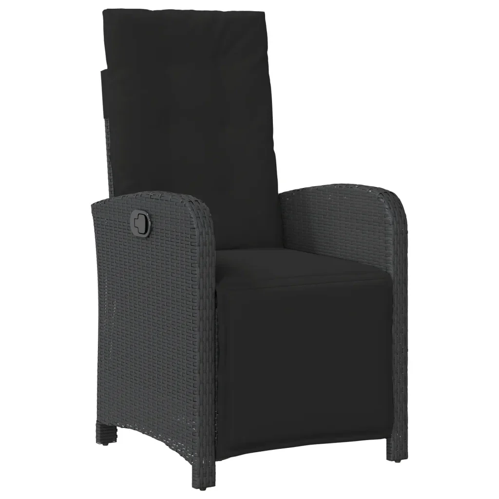 Set da Pranzo da Giardino 7 pz Nero con Cuscini in Polyrattan 3212316 - Image 5