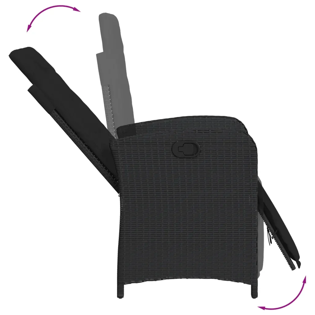 Set da Pranzo da Giardino 7 pz Nero con Cuscini in Polyrattan 3212316 - Image 7