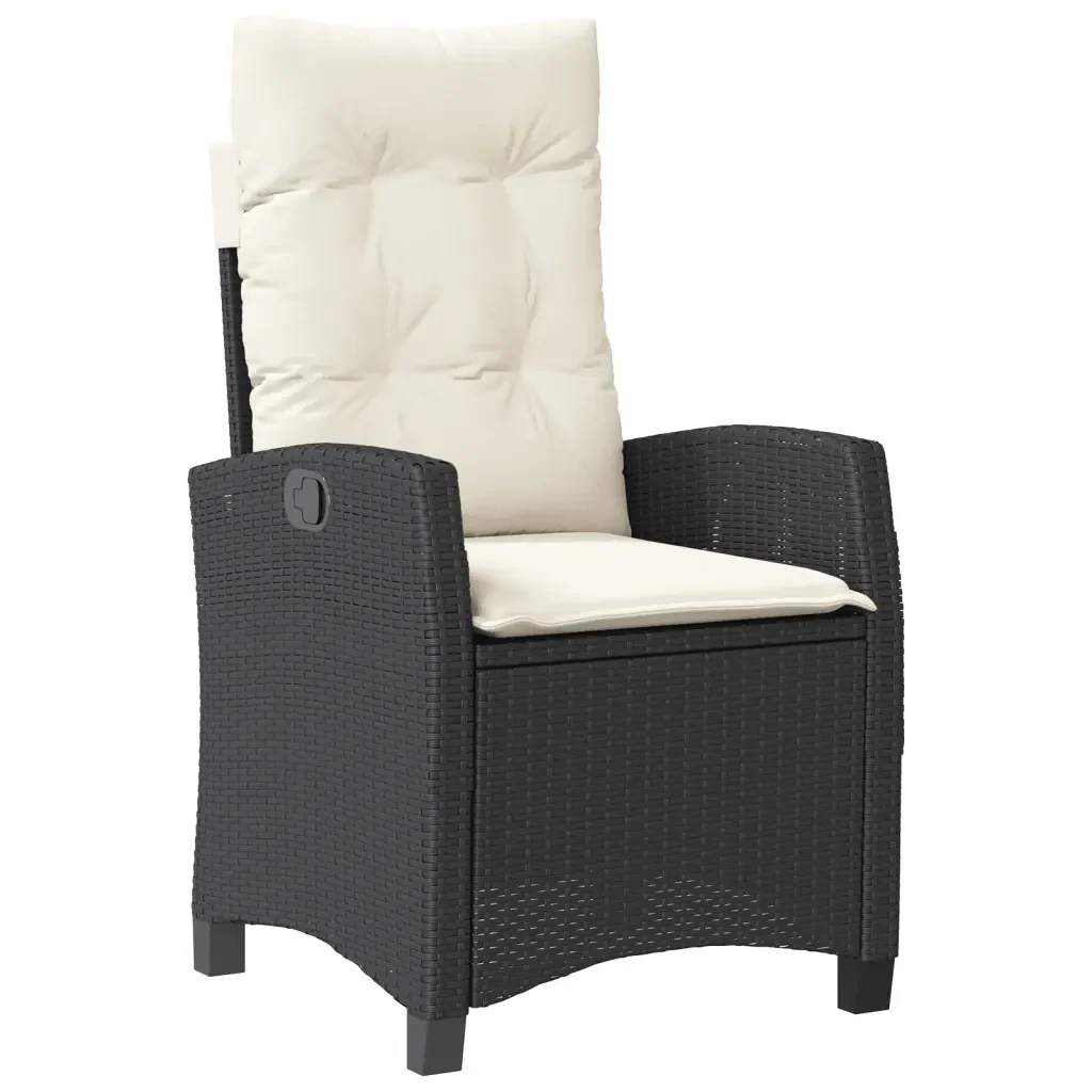 Set da Pranzo da Giardino 7 pz Nero con Cuscini in Polyrattan 3212728 - Image 4