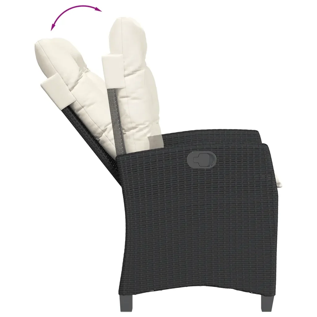 Set da Pranzo da Giardino 7 pz Nero con Cuscini in Polyrattan 3212728 - Image 6