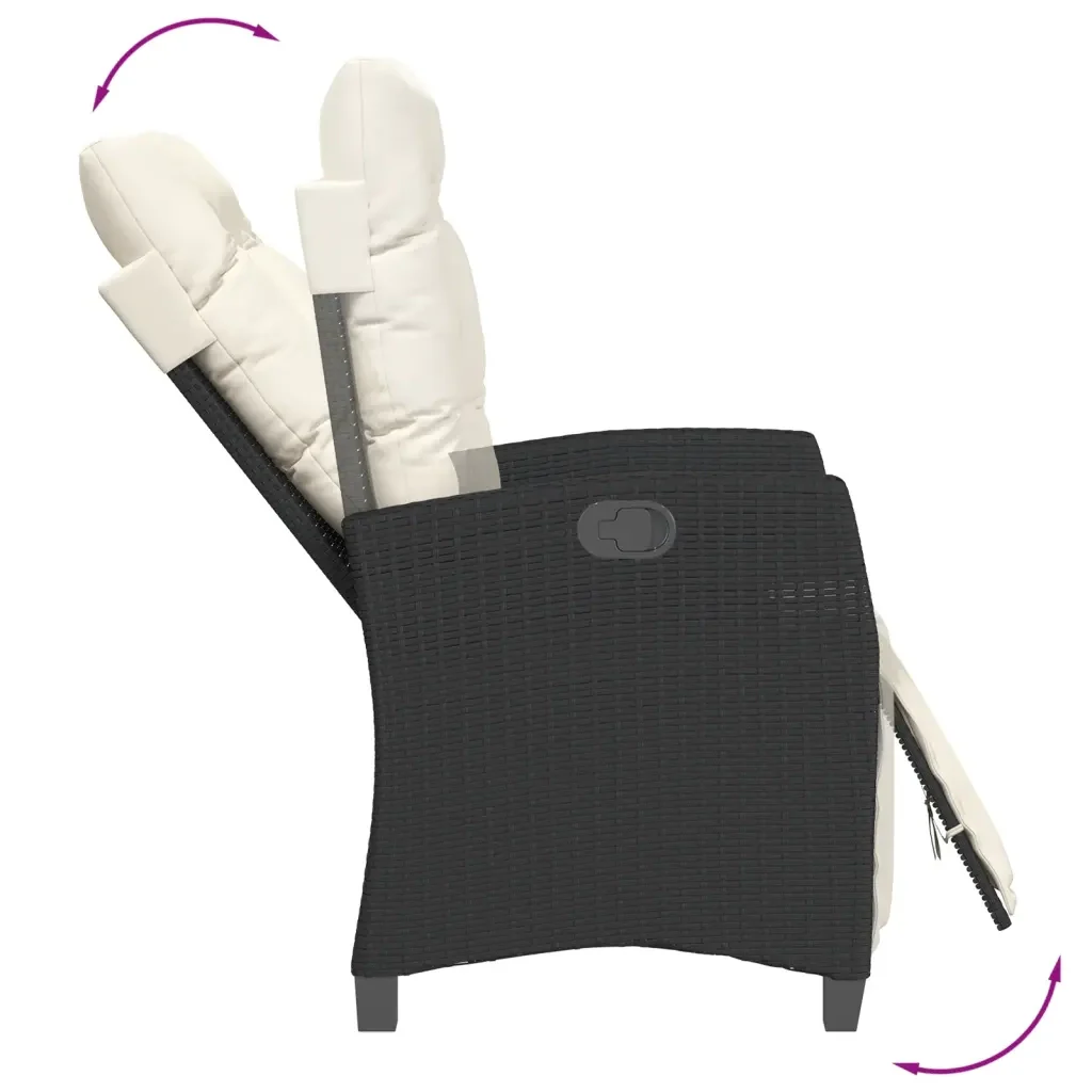 Set da Pranzo da Giardino 7 pz Nero con Cuscini in Polyrattan 3212728 - Image 7