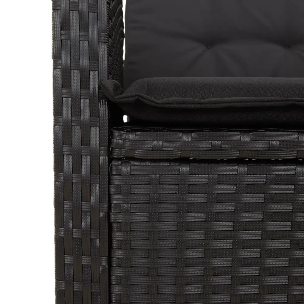 Set da Pranzo da Giardino 7 pz Nero con Cuscini in Polyrattan 3212748 - Image 10